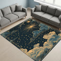 Celestial Cloud Art Rug, Gothic Starry Sky Design