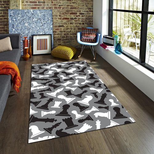 Chess Rug, Queens Gambit Rug, Modern Rug, Area Rug, 6x8 Rug