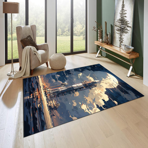Spaceship Rug, Rocket Rug, Nasa, Modern Rug, Area Rug, 6x8