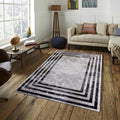 Gray Framed Area Rug, Modern Living Room Decor, Bathroom Decor