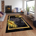 Black Floral Area Rug, Modern Living Room Decor,Bathroom Decor