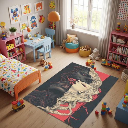 Evil Rug Art Rug Abstract rug Non-Slip Washable Art Rug Modern