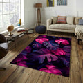 Floral Rug Leaf Rug Abstract rug Non-Slip Washable Art Rug Purple