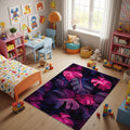 Floral Rug Leaf Rug Abstract rug Non-Slip Washable Art Rug Purple