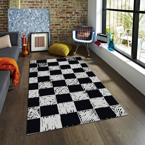 Black and White Checkered Rug, Berber Rug