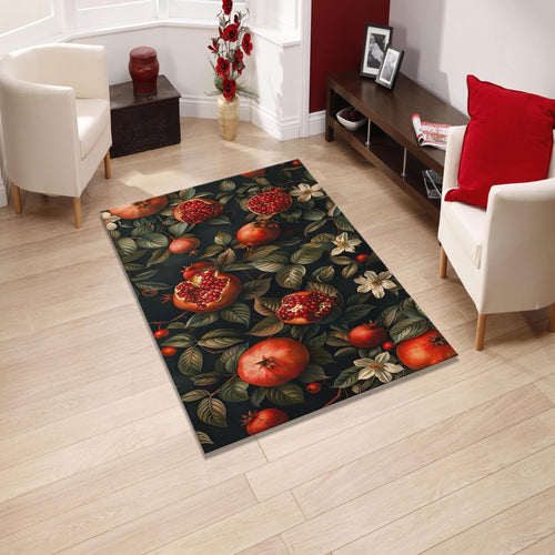 Gothic Forestcore Vintage Pomegranate Rug Botanical Goblincore