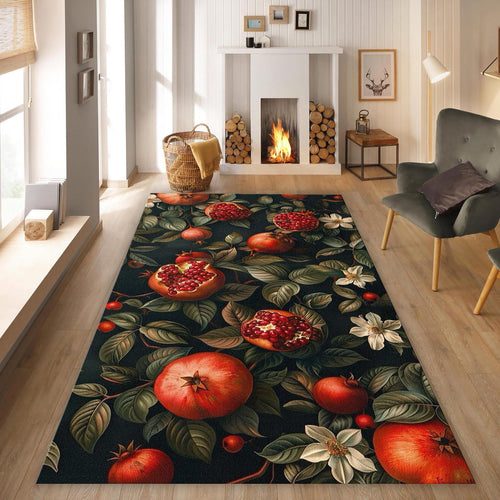 Gothic Forestcore Vintage Pomegranate Rug Botanical Goblincore