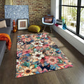 Floral Rug Flower Rug Abstract rug Non-Slip Washable Art Rug