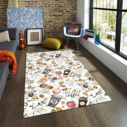 Coffee Shop Rug, Coffee Pattern Rug