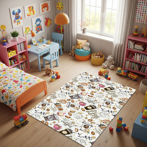 Coffee Shop Rug, Coffee Pattern Rug