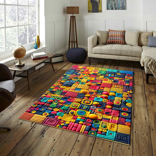 Puzzle Rug Abstract rug Rothko Style Non-Slip Washable Art Rug