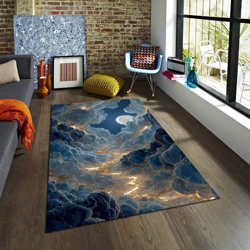 Moon Rug Cloud Rug Xmas Gift Modern Abstract rug Non-Slip