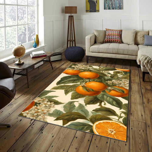 Orange Rug Art Rug Nonslip Rug Modern Rug 8x10 Rug Area Rug
