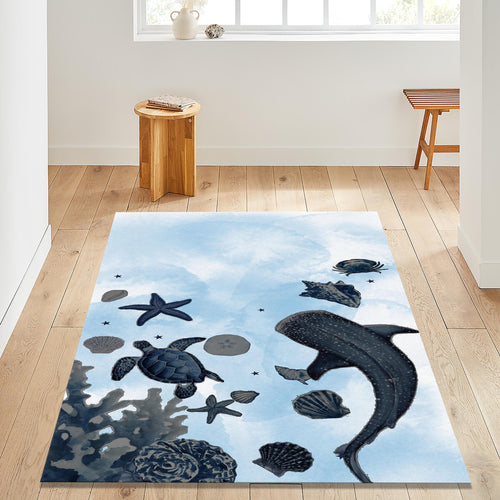 Seashell Rug Sea Turtle Rug Kids Play Rug Nursery Decor Kids Rug