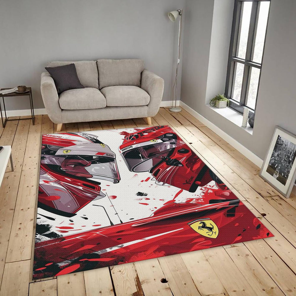 Ferrari F1 Rug, Ferrari Helmet Rug: Formula 1 Racing Decor