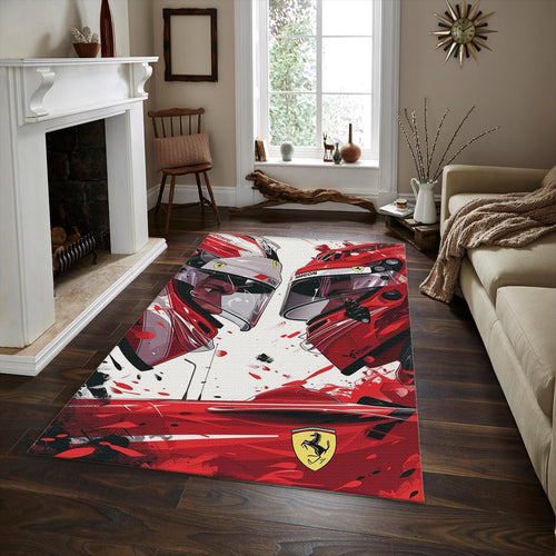 Ferrari F1 Rug, Ferrari Helmet Rug: Formula 1 Racing Decor