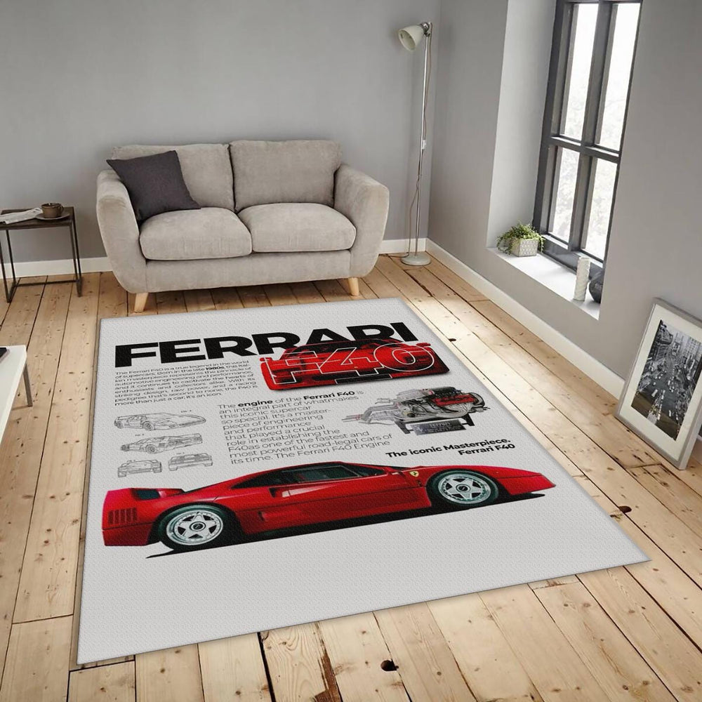 Ferrari F1 Rug, Ferrari F40 Rug: Car Enthusiast Gift