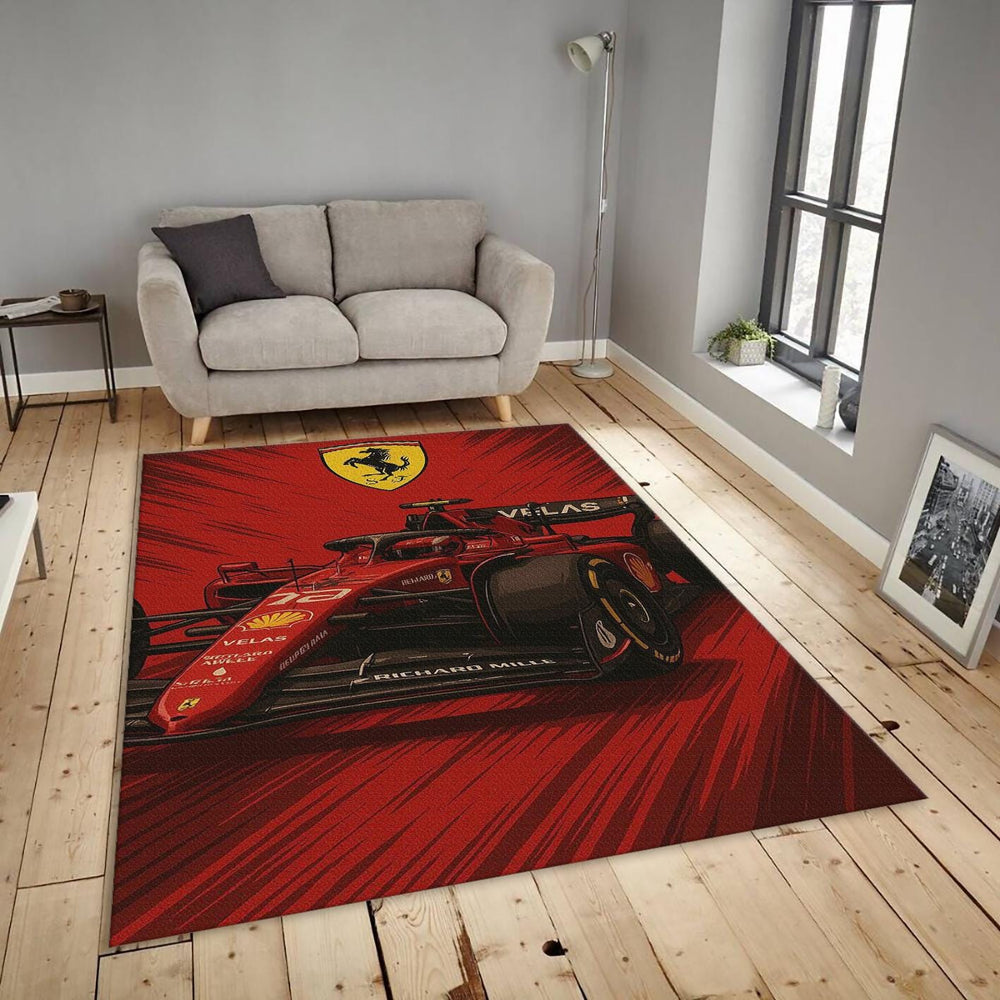 Ferrari F1 Rug Ferrari F1 Car Rug Formula 1 Racing Carpet for