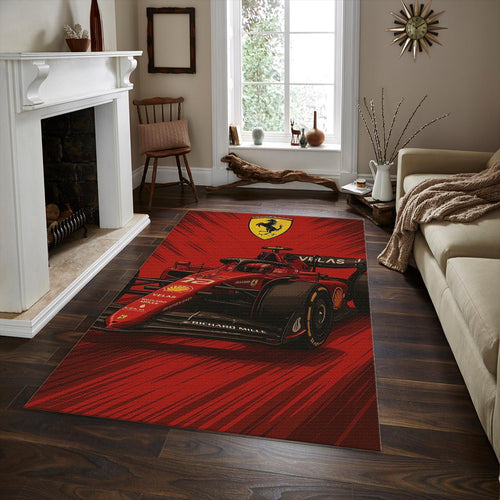 Ferrari F1 Rug Ferrari F1 Car Rug Formula 1 Racing Carpet for