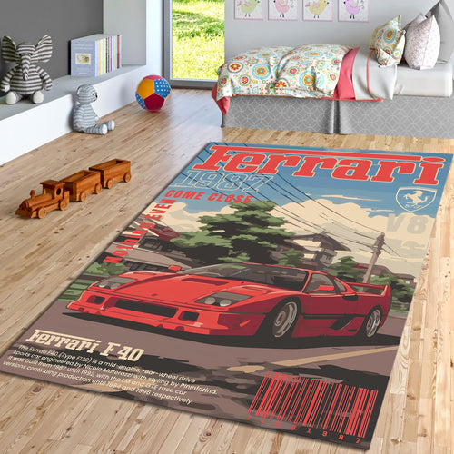 Ferrari F1 Rug Ferrari F40 Rug Formula 1 Racing Carpet for Garage