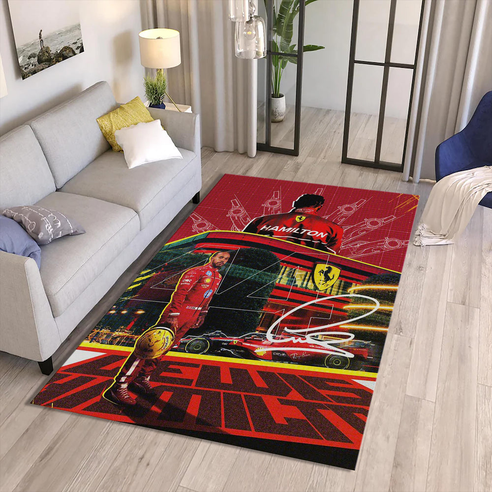 Ferrari F1 Rug Lewis Hamilton Rug Formula 1 Racing Carpet for
