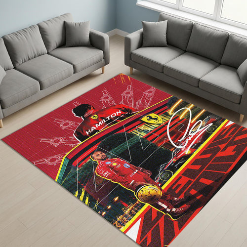 Ferrari F1 Rug Lewis Hamilton Rug Formula 1 Racing Carpet for