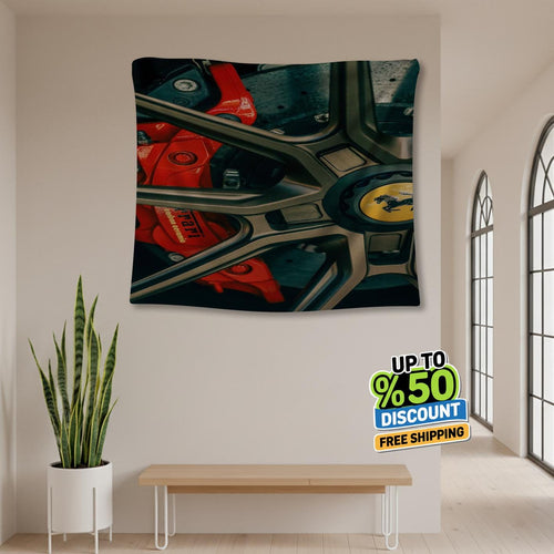 Ferrari F1 Rug, Ferrari Wheel Tapestry: Car Lover Wall Art