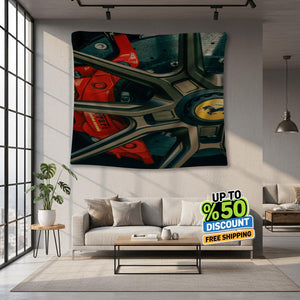 Ferrari F1 Rug, Ferrari Wheel Tapestry: Car Lover Wall Art