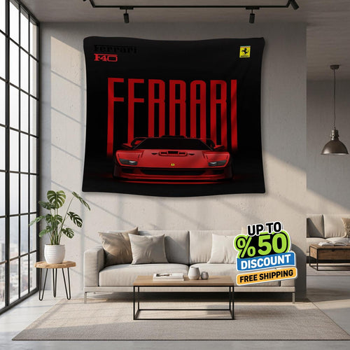 Ferrari F1 Rug, Ferrari F40 Tapestry: Car Lover Wall Art