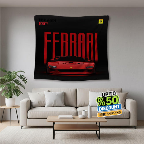 Ferrari F1 Rug, Ferrari F40 Tapestry: Car Lover Wall Art