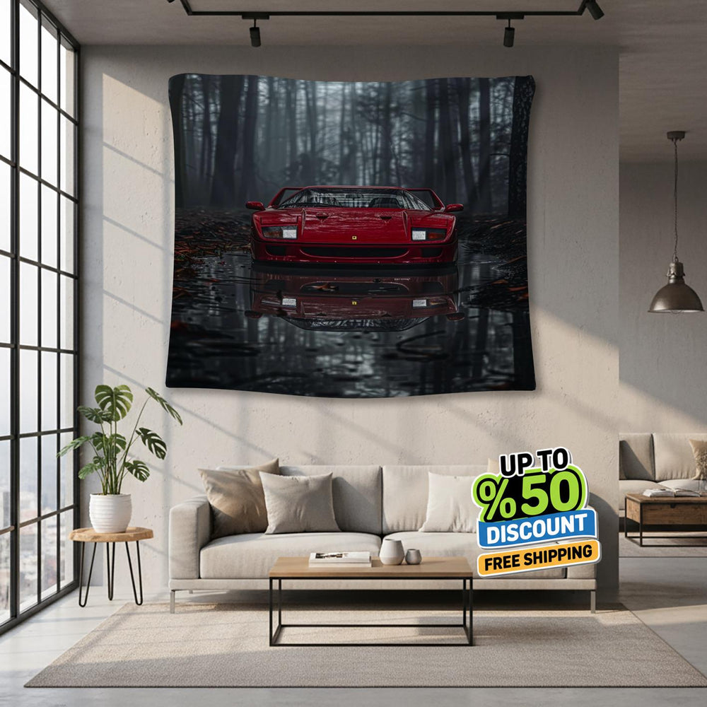 Ferrari F1 Rug, Ferrari F40 Tapestry: Car Lover Wall Decor