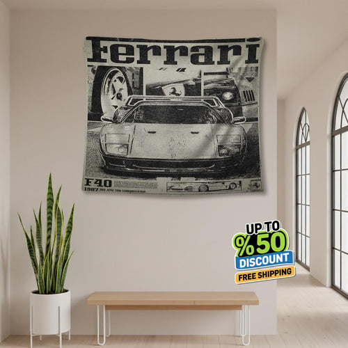 Ferrari F1 Rug, Ferrari F40 Tapestry: Car Lover Wall Decor