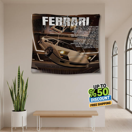 Ferrari F1 Rug, Ferrari F40 Tapestry: Car Lover Wall Decor