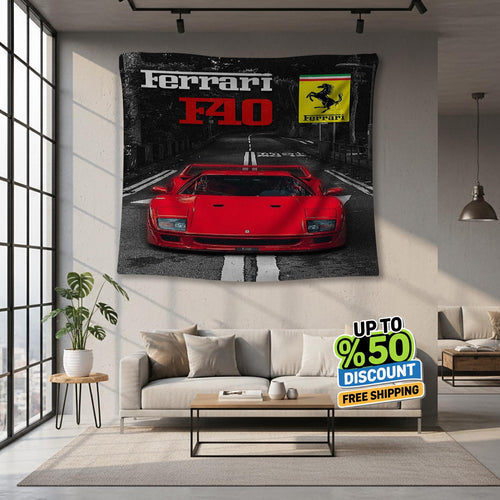 Ferrari F1 Rug, Ferrari F40 Tapestry: Car Wall Art
