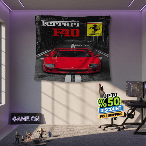 Ferrari F1 Rug, Ferrari F40 Tapestry: Car Wall Art