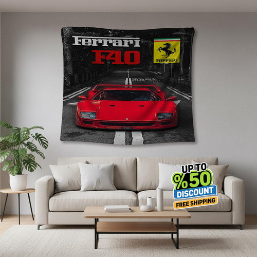 Ferrari F1 Rug, Ferrari F40 Tapestry: Car Wall Art