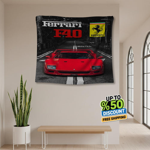 Ferrari F1 Rug, Ferrari F40 Tapestry: Car Wall Art