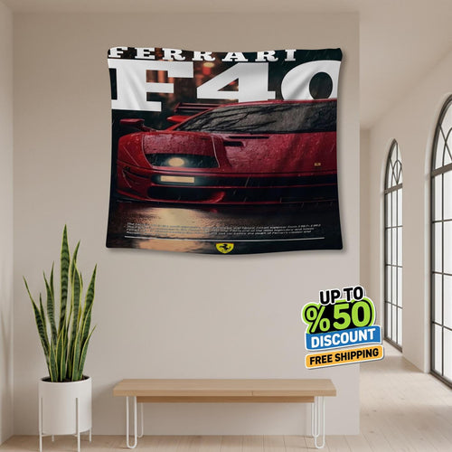 Ferrari F1 Rug Ferrari F40 Tapestry: Car Magazine Cover Wall