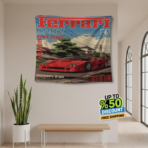 Ferrari F1 Rug Ferrari F40 Tapestry: Car Magazine Cover Wall