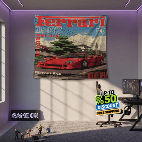 Ferrari F1 Rug Ferrari F40 Tapestry: Car Magazine Cover Wall