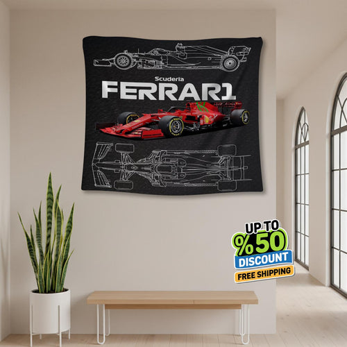 Ferrari F1 Rug, Ferrari Tapestry: Car Wall Hanging