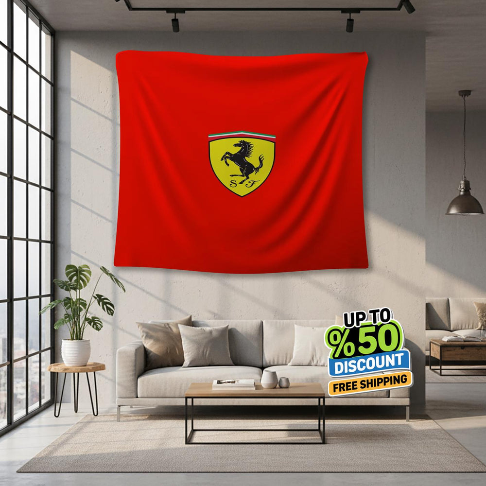 Ferrari F1 Rug, Ferrari Tapestry: Car Lover's Woven Wall Art