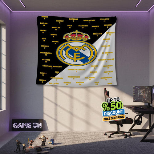 Real Madrid Rug Real Madrid CF Tapestry: Real Madrid Custom Logo