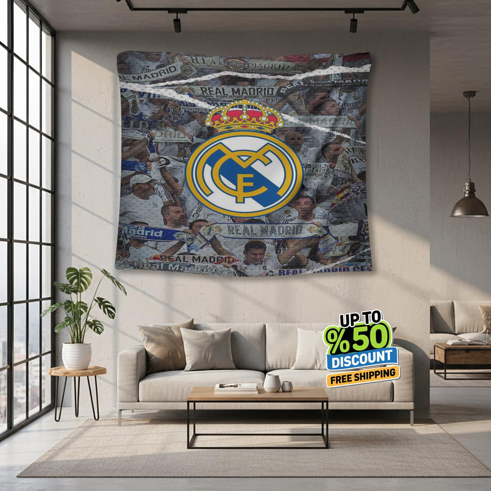 Real Madrid Rug Real Madrid CF Tapestry: Real Madrid Crew Logo