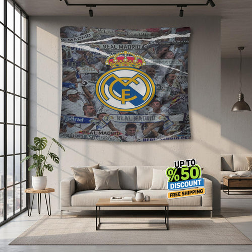 Real Madrid Rug Real Madrid CF Tapestry: Real Madrid Crew Logo