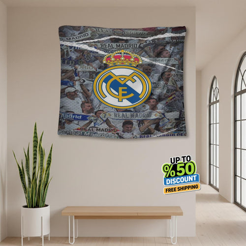 Real Madrid Rug Real Madrid CF Tapestry: Real Madrid Crew Logo