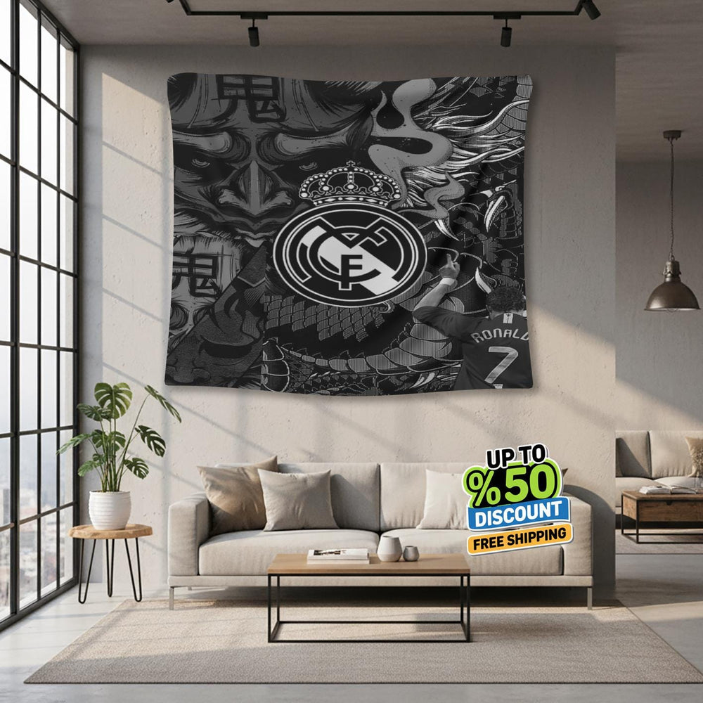 Real Madrid Rug Real Madrid CF Tapestry: Real Madrid Oni Logo