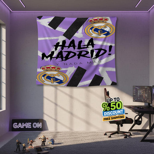 Real Madrid Rug Real Madrid CF Tapestry: Hala Madrid Custom Logo