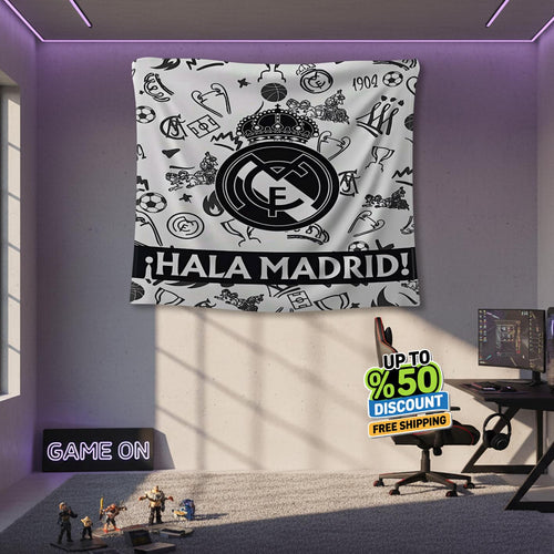 Real Madrid Rug Real Madrid CF Tapestry: Real Madrid Custom Logo