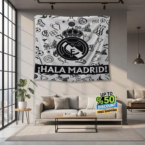 Real Madrid Rug Real Madrid CF Tapestry: Real Madrid Custom Logo